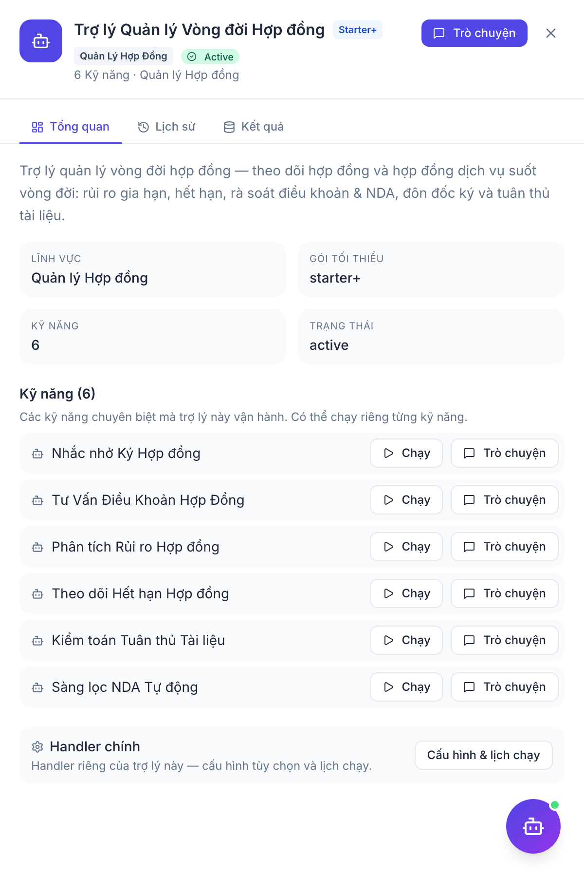 Contract Lifecycle — agent output panel