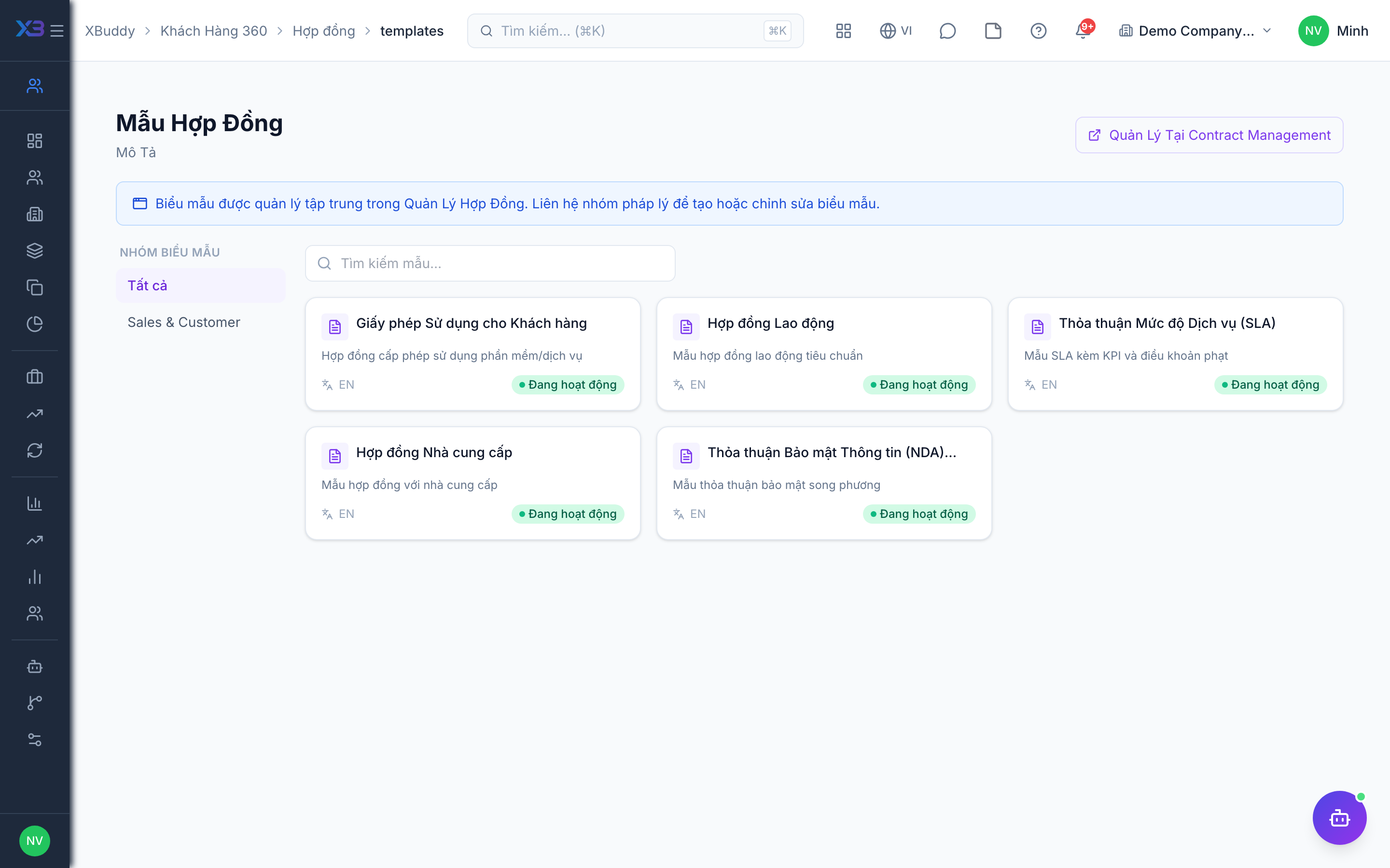 CRM — Hợp đồng với trạng thái ký điện tử