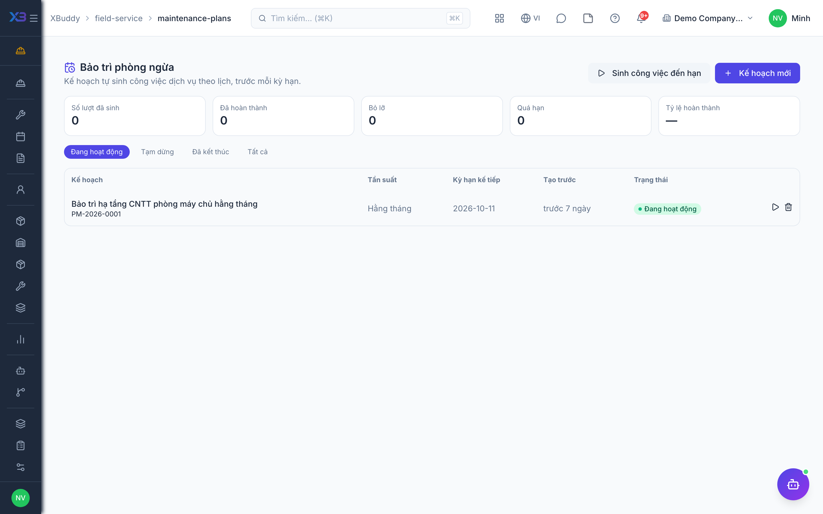 Field Service — Maintenance plans