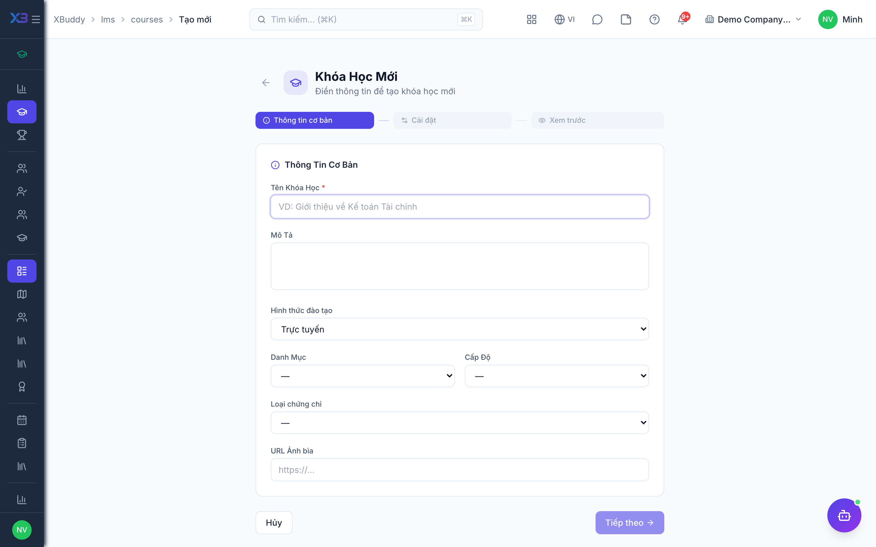 LMS — Trình xây khóa học ghép các module video, SCORM, và bài kiểm tra