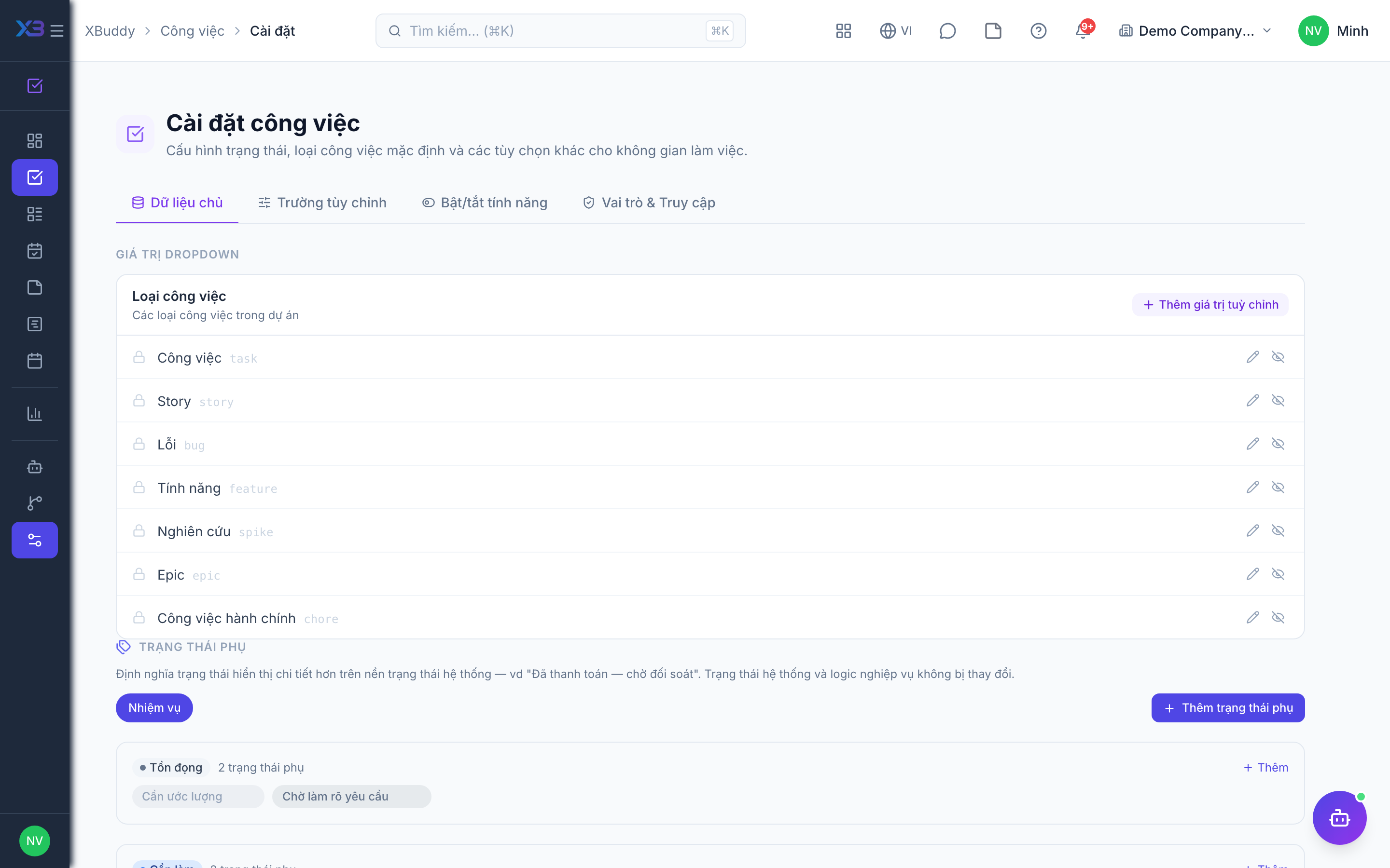 Tasks — Task review and dependencies on the task list